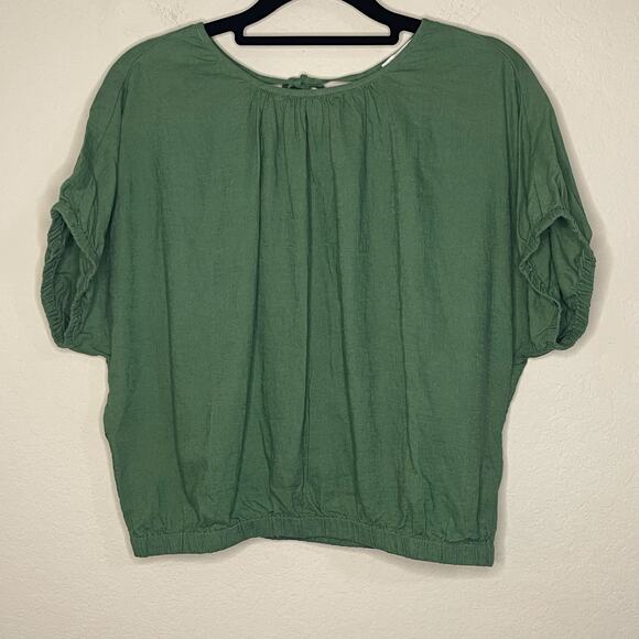 Madewell Linen-Blend Michele Bubble Top in Fern Gully NWT - Size XS - Picture 5 of 8